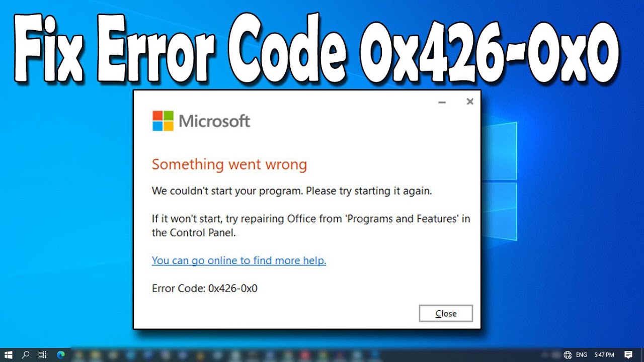 How To Fix Microsoft Office Error Code 0x426-0x0 - YouTube
