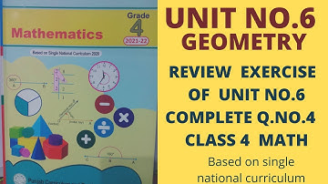 Review Exercise of unit no.6(Geometry) Q.no.4 complete class 4 math /single national curriculum