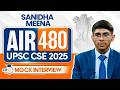 UPSC CSE 2025 AIR 480, Sanidha Meena | Full Mock Interview | StudyIQ