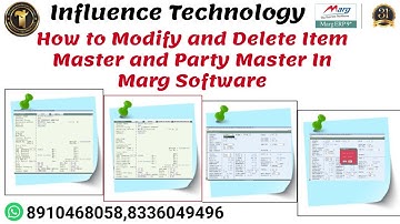 How to Modify and Delete Item Master and Party Master In Marg Software