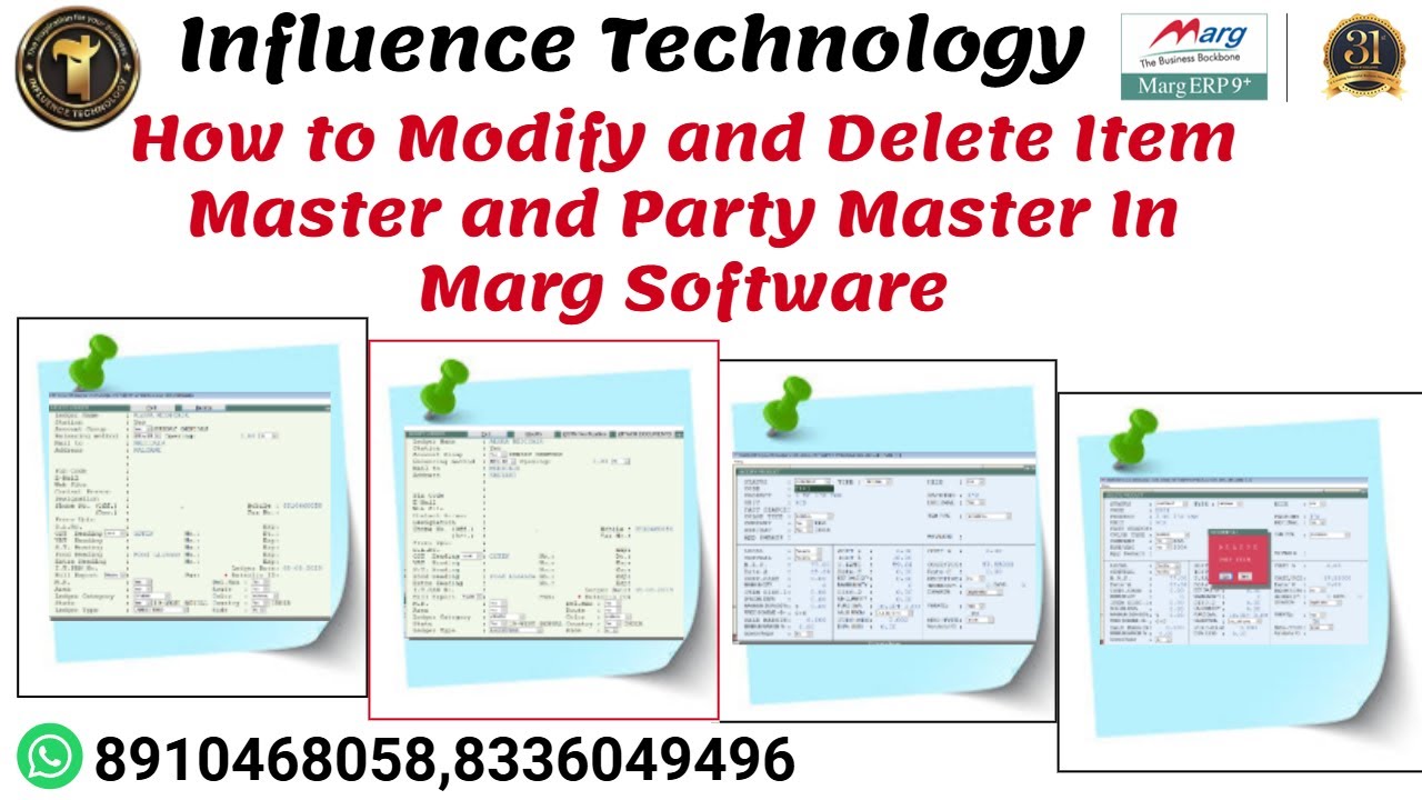 How to Modify and Delete Item Master and Party Master In Marg Software ...