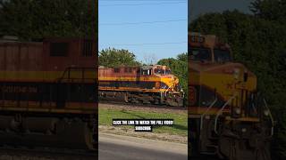 FORMER KCS GEVO LEADS A GRAIN TRAIN WEST ON THE BNSF EMPORIA SUB AT GARDNER KS! #train #railway