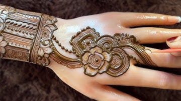 Beautiful Quick Henna Design For Back Hand | Easy And Simple Mehndi Design Tutorial #thouseenshenna 