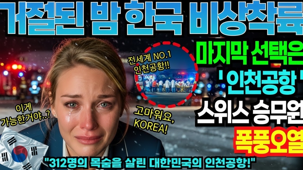 [해외감동사연] “전 세계가 거절한 밤” 화재 속 비상착륙… 한국의 인천공항만 열렸다! 스위스 승무원이 오열한 이유!