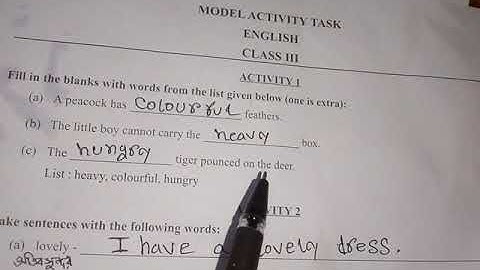 class 3 english activity tasks 2021 new wbbse