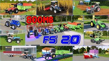 Fs 20 indian tractor apk || new map || farming simulator 20 800mb 2024