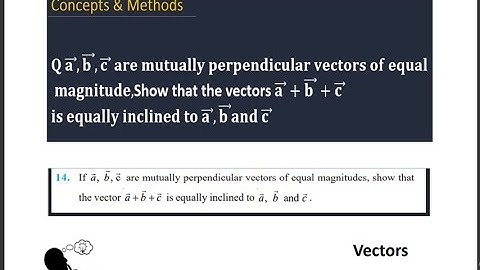If a ,b , c are mutually perpendicular vectors of equal magnitudes, show that the vector a+b+c ...