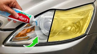 Instructions for cleaning car headlights like new with Colgate! anyone can do it