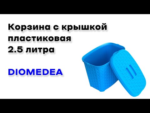 Кошик з кришкою 2,5 літрів блакитний К6-439 (Diomedea) 140*205*190 мм, видео 1