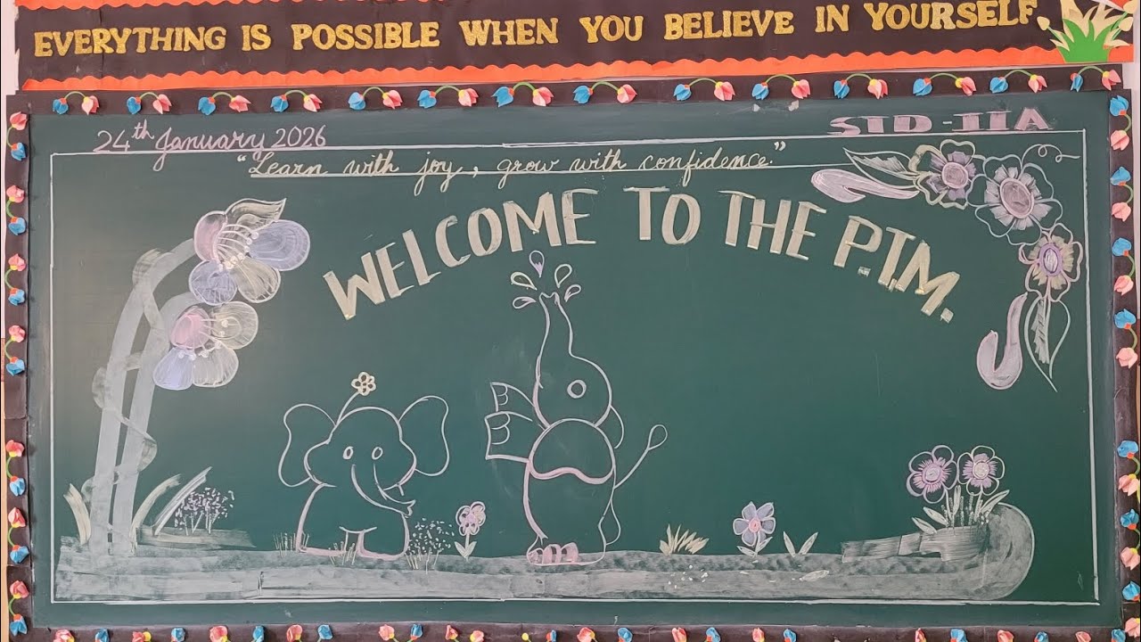PTM Board Decoration Ideas for School || Chalkboard Art || Black Board Decoration for PTM ll Part -1