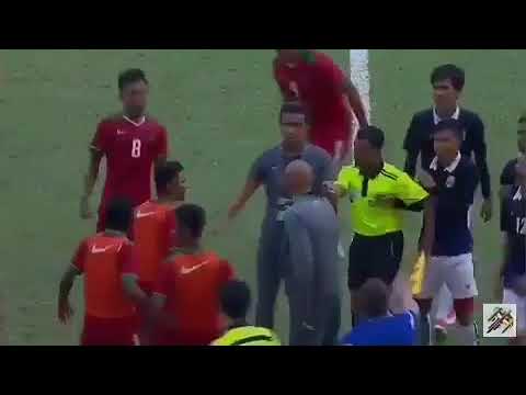 Timnas Indonesia terprovokasi pemain Kamboja di akhir pertandingan. Kisruh !!