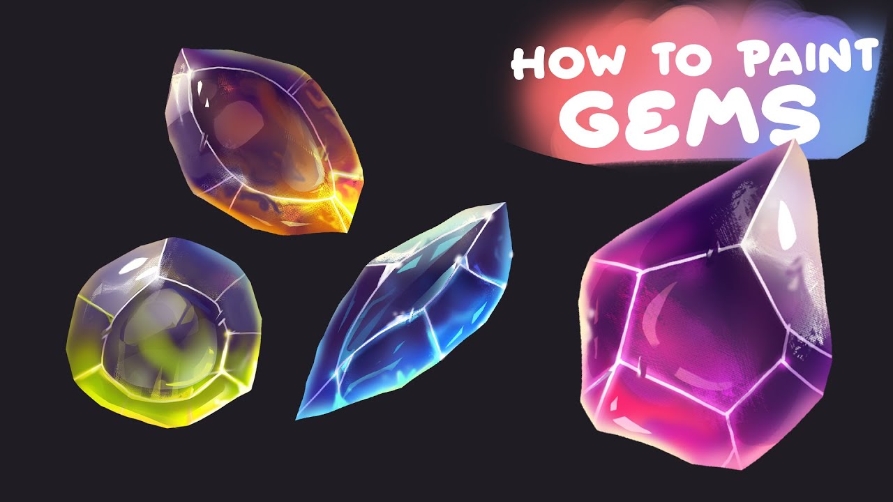How to paint GEMS ◈ Game Asset TUTORIAL ✐ 