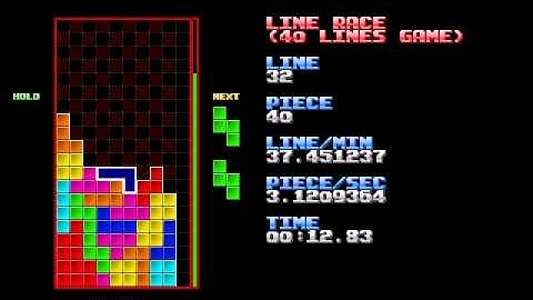 32.78 seconds in 40 lines Tetris sprint