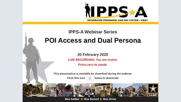 IPPS-A Webinar: POI Access and Dual Persona