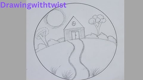 Simple Village Scenery Drawing In A Circle | Easy drawingwithpencil || Drawingwithtwist 