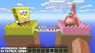 SPONGEBOB CASTLE vs PATRICK CASTLE ONE CHUNK SURVIVAL in Minecraft? SPONGE BOB WORLD Animation!