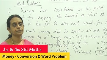 3rd & 4th STD Maths Money Conversion & Word Problem | CBSE Mathematics Maths 3rd , 4th Maths