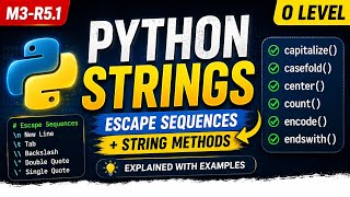 Python escape sequence | string methods | capitalize, casefold, center, count, encode, endswith