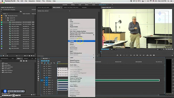 Syncing Multiple Video Clips to a Single Audio Clip in Premiere CC