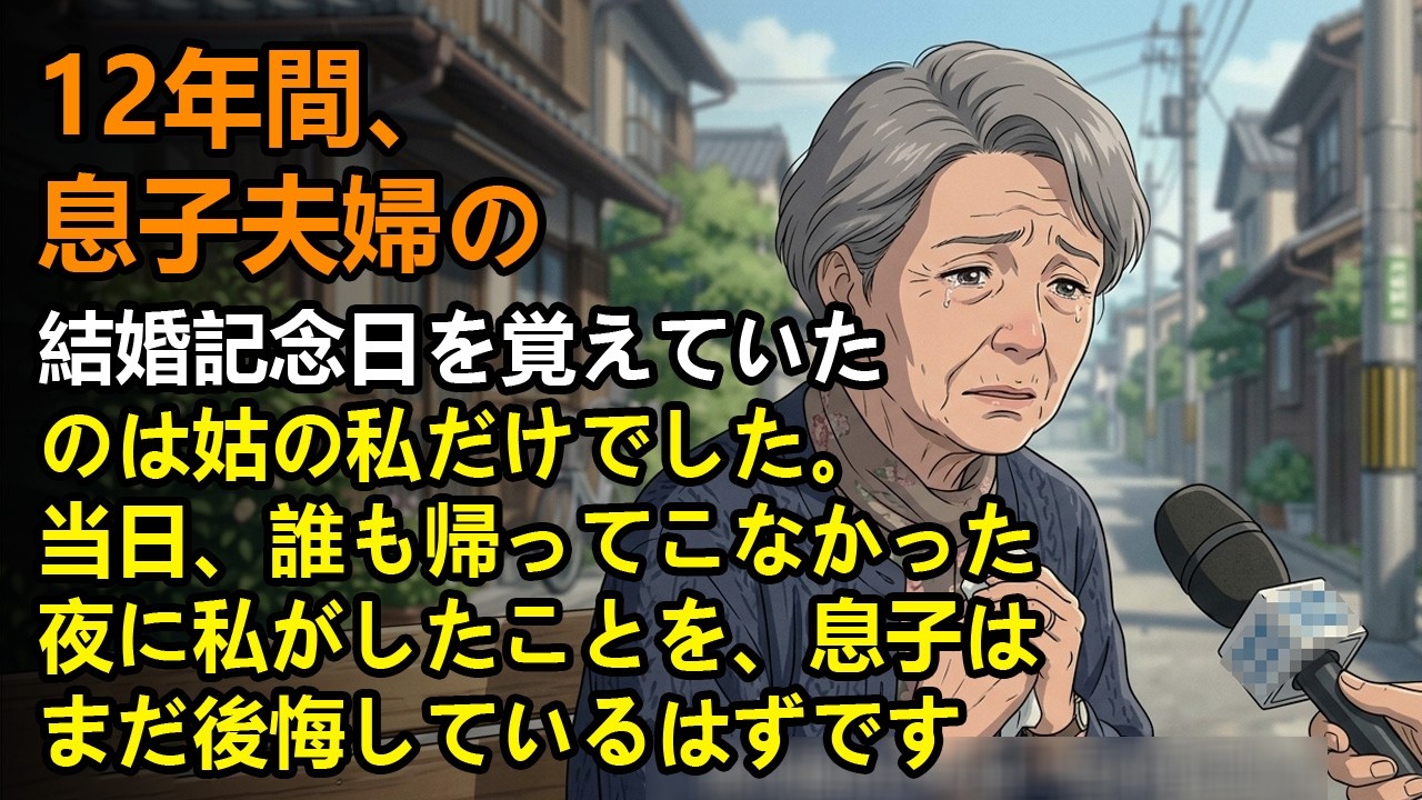 12年間、息子夫婦の結婚記念日を覚えていたのは姑の私だけでした。当日、誰も帰ってこなかった夜に私がしたことを、息子はまだ後悔しているはずです