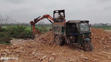 Công ba bánh máy múc múc đất lên xe công nông #congnongbabanh
