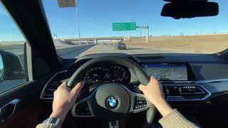 2021 BMW X5 M50i POV tanzanite blue with tartufo interior