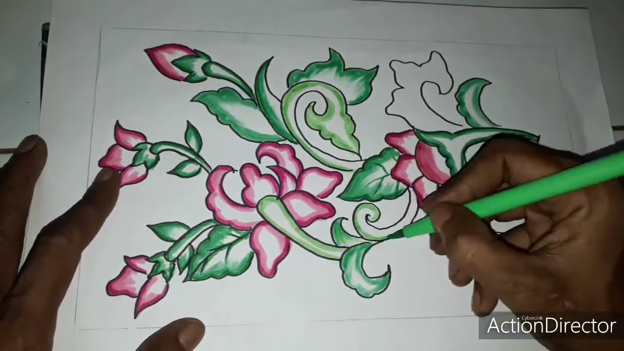  menggambar  Motif  bunga batik part1 art st YouTube