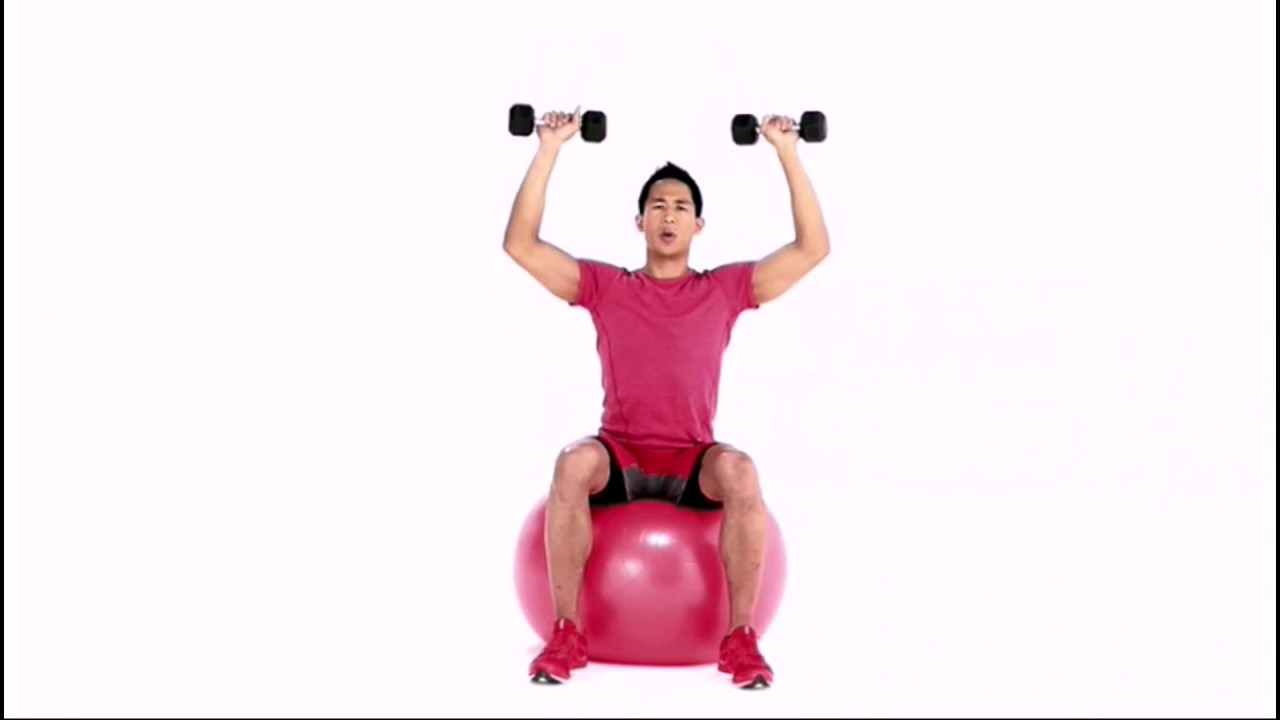 Swiss Ball Dumbbell Shoulder Press Exercise YouTube