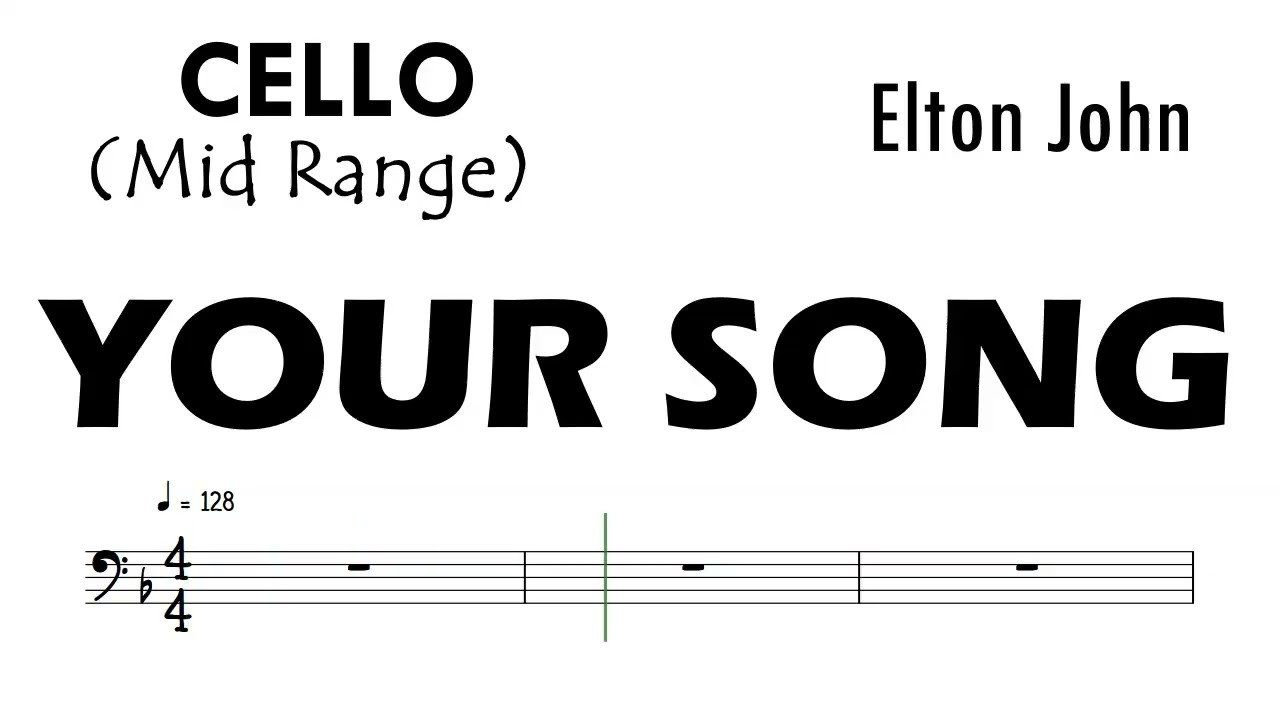 YOUR SONG Cello Mid Range Elton John Sheet Music Backing Track Partitura 1