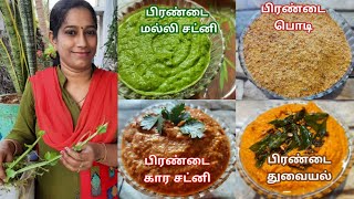 Pirandai Chutney/ Podi /Thuvaiyal recipes in tamil/ Adamant Creeper/Veldt Grape Stem Chutney Recipes