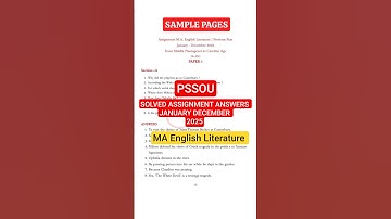 PSSOU SOLVED ASSIGNMENT Answers 2025 Jan-Dec MA English Literature #2025 #pssou #shorts #english