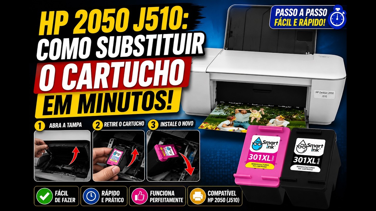 Veja Como Trocar o Cartucho da HP Deskjet 2050 (Série J510) Fácil e Rápido! 🖨️✨