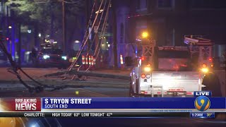 Portion of South Tryon Street near uptown closed due to downed power lines