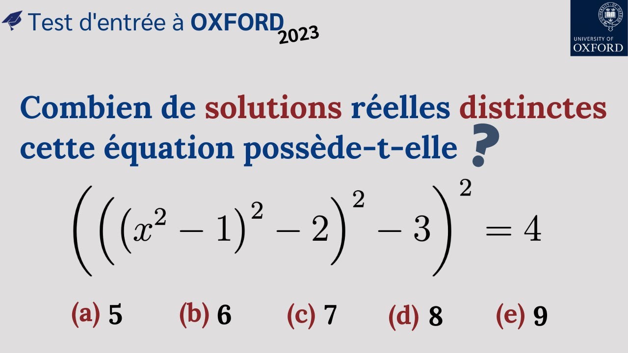 TEST pour OXFORD - ÉQUATION INTERMINABLE