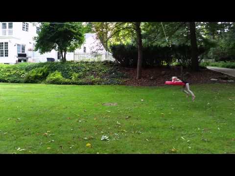 Samantha on her super spinner swing, tire swing