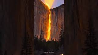 Momen Langka! Air Terjun Yosemite Bersinar Seperti Api