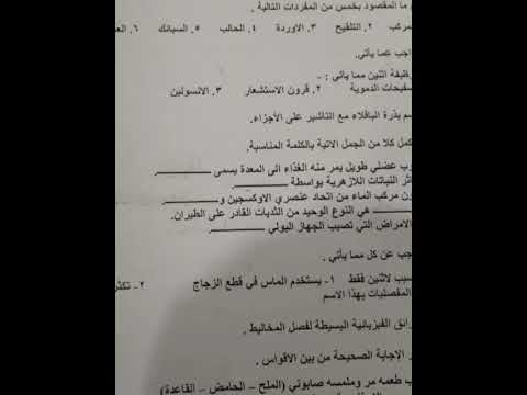 أسئلة مع الحل علوم خامس ابتدائي امتحان اليوم الثلاثاء 27 1 2026 نصف السنة 