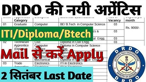 DRDO ITI, Diploma, Btech Apprentice 2022, DRDO PXE Apprentice 2022 Form Apply, DRDO Apprentice 2022