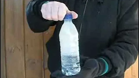 Bottle of water freezes instantly