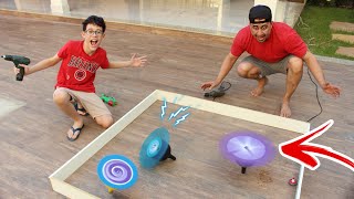 FIZEMOS UM DUELO DE BEYBLADE GIGANTE!!