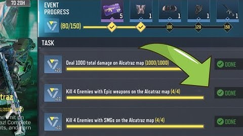 COD Mobile Kill 4 Enemies with Epic weapons on the Alcatraz map  Task Complete
