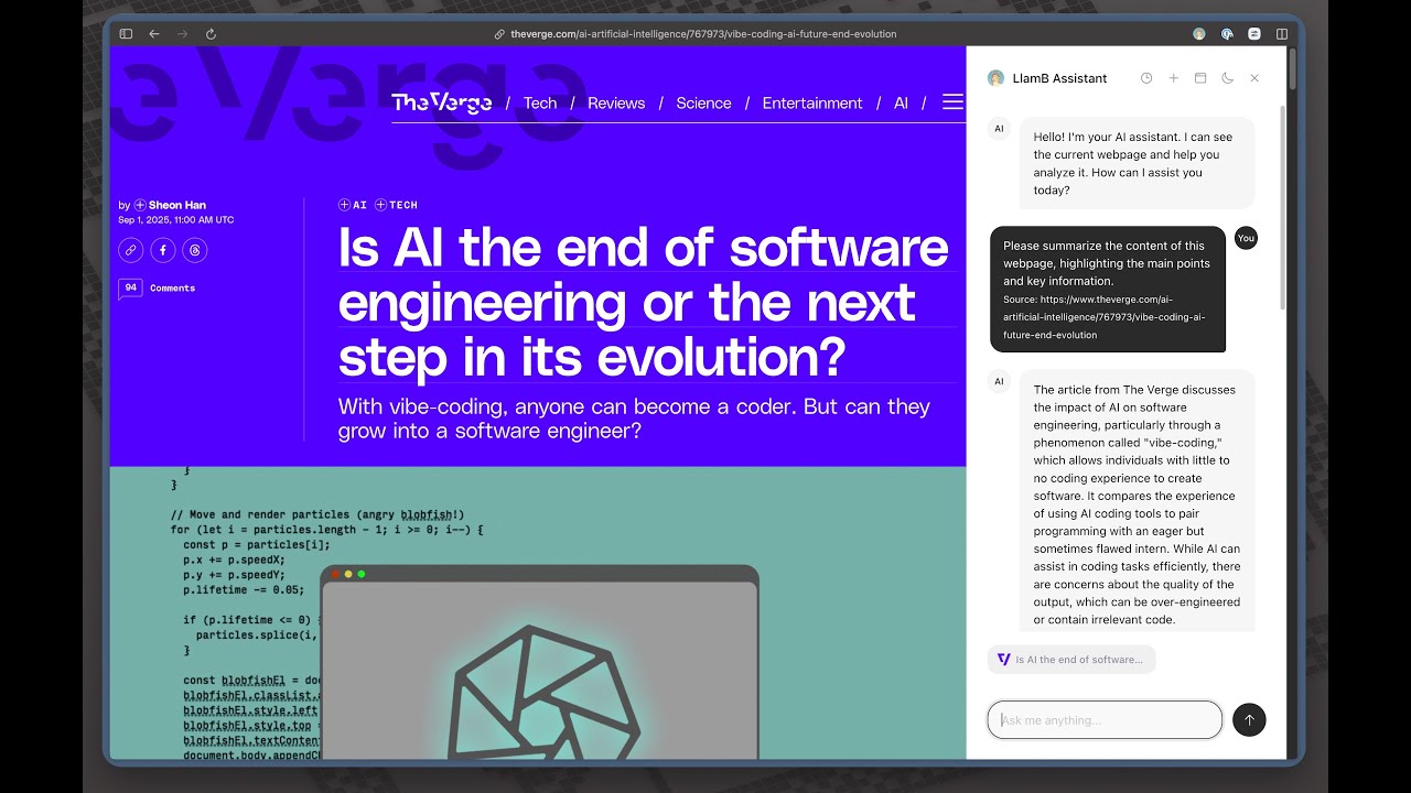 LLamB Chrome extension LLM chat sidebar that works with LM studio, Ollama and OpenAI