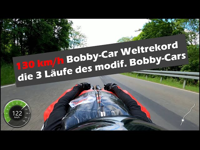 130.72 km/h Bobby-Car Weltrekord, Alle 3 Läufe bis zum Rekord