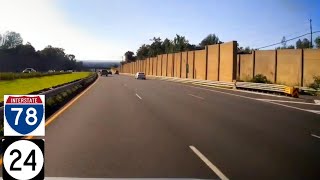 Driving to Livingston, NJ via I-78 (W)/NJ Route 24 (W)/JFK Parkway [4k]