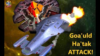 4K Goauld Hatak Vs Uss Voyager & Equinox - Star Trek Vs Stargate - Starship Battles -