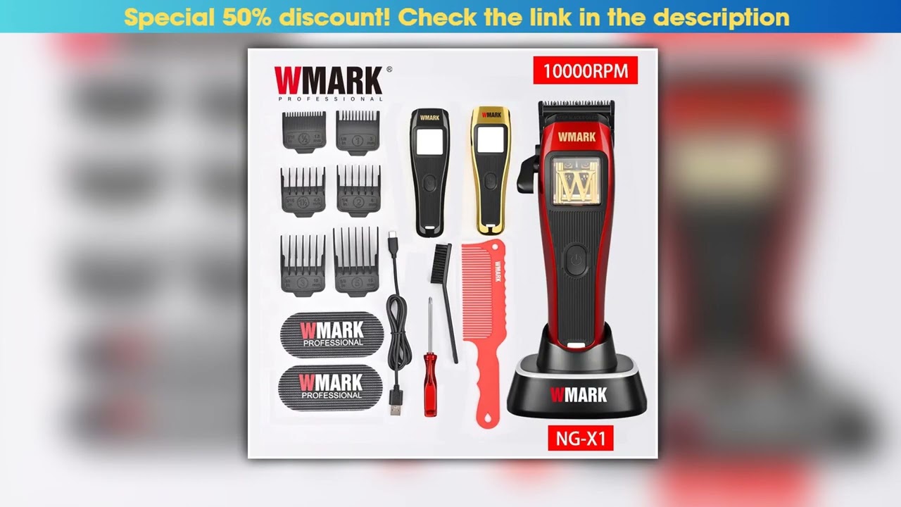 NGX1 WMARK Professional Hair Clippers for MenMicrochipped Magnetic Motor 10000RPM 9V with Charge