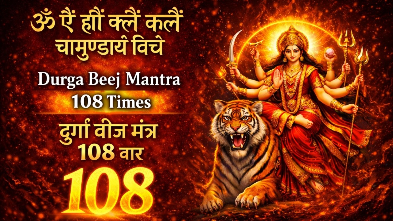 Durga Beej Mantra 108 Times | ॐ ऐं ह्रीं क्लीं चामुण्डायै विच्चे | दुर्गा बीज मंत्र 108 बार