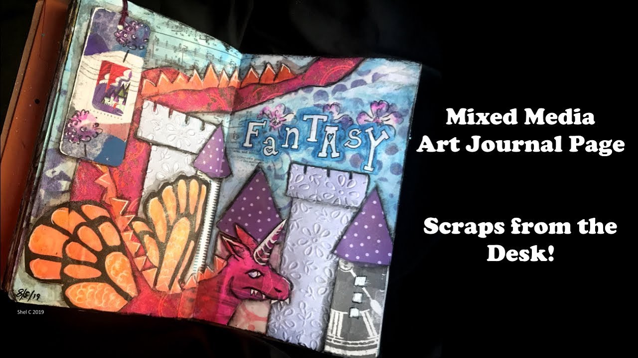 Mixed Media Art Journal Page - Scraps from the Desk! - YouTube