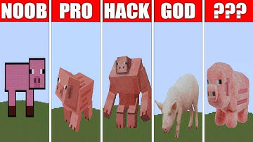 Pixel Art (NOOB vs PRO vs HACKER vs GOD) Pig in minecraft