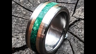 Titanium, Bronze and Malachite Ring